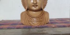 Wooden Buddha Head Statue
