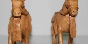 Wooden Carving Horse Statue Set