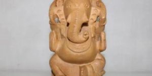 Wooden Chattri Ganesha Statue