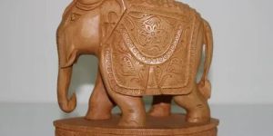 Wooden Trunk Down Carved Elephant