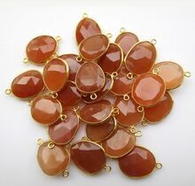 Red Chalcedony Bezel Setting Loop 22 CT Gold Plated Bezel Setting Connectors