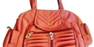 Ladies Orange PU Hand Bag