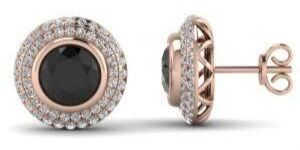 Gold Black Diamond Dangle Drop Earrings