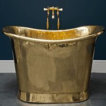 Copper Bath Tub with Verdigris Exterior