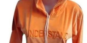 Ladies Orange Velvet Hoodie