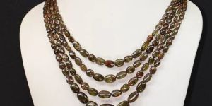Andalusite Smooth Oval Beaded Necklace