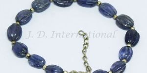 Water Sapphire Iolite Carving Oval Rosary Bracelets