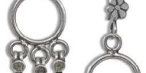 Silver Oxidised Plain Drop Earring