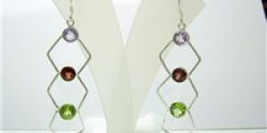 AMETHYST GARNET AND PERIDOT FACET EARRINGS