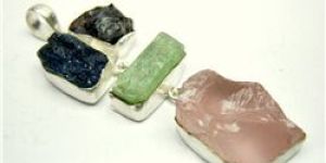 GARNET TANZANITE KYANITE ROSE ROUGH PENDANT