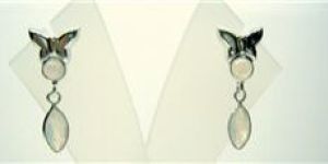 RAINBOW MOONSTONE CABOCHON EARRINGS