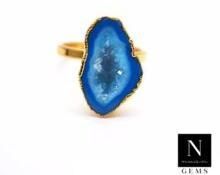 Gold Electroplated Gemstone Adjustable Rings