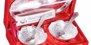Silver Plated Bowl Spoon Tray Set