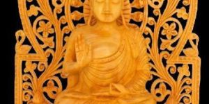 Santarms Wooden Jali Budha Statue