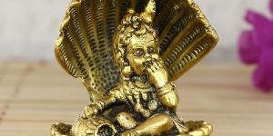 Golden Bal Gopal Krishna Having Makhan Decorative Showpiece