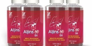 Aljins 69 Oil for Female for Breast Enlargement, Prevents Sagging, Tones the Chest Muscles, Enhance Pack of 4