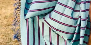 Blue & Pink Mercerized Cotton Dupatta
