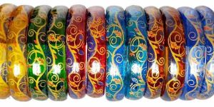 Flower Design Permanent Print Glass Bracelet/Kada For Women & Girls Set 12 Multi