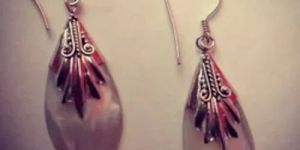 Opal Stone Silver Hook Earrings