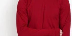 Men Round Neck Maroon T-Shirt