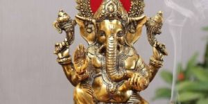 Xl White Metal Aluminum Ganesh Statue