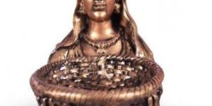 Lady Faced Statue with Small Basket