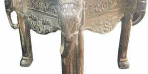 Silver Plated Wood Stool