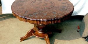 NRW Wooden Carved Round Table