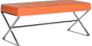 Upholstered Velvet and Metal Bench