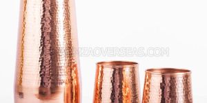 Hammered Copper Jug & Glass Set