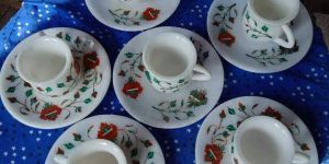 White Marble Inlay Cup Plate