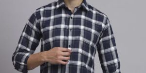 BLUE WHITE HERO CHECK TWILL CASUAL SHIRT
