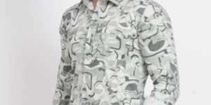 PISTACHIN GREEN CRISP GEO-ABSTRACT PRINTED CASUAL SHIRT