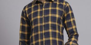 YELLOW BLUE BRAZEN CHECK TWILL CASUAL SHIRT