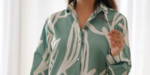 Light Green Printed Dull Satin Co-Ord Set