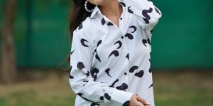 White Fancy Printed Popcorn Co-Ord Set