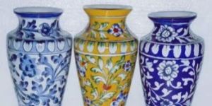 Blue Pottery Ceramic Flower Vase