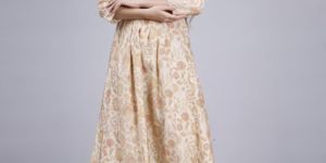 Cotton Cream Color Printed Kurti Palazzo Set