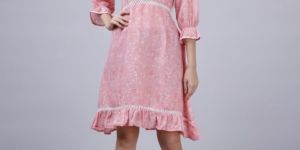 Ladies Pink Printed One Piece Dress