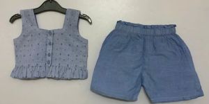 Light Blue Baby Girl Halter Denim Outfit Set