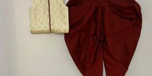 Maroon White Kids Dhoti Salwar Suit