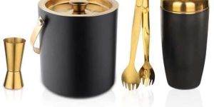 Golden & Black Stainless Steel Bar Set of 4 Pcs