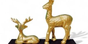 Golden Deer Pair Sculpture