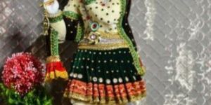 Multicolor Marble Standing Krishna Statue