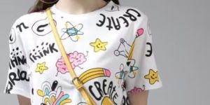 Ladies White Printed T-Shirt