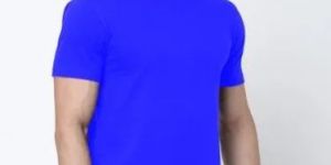 Mens Blue Half Sleeve Round Neck T-Shirt