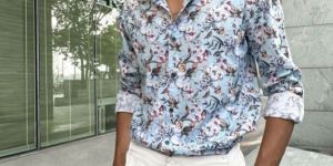 Mens White Printed Shirt
