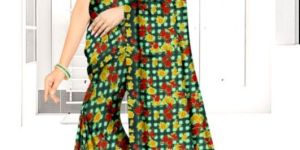 Heavy Printed Renial Sarees with Blouse Multicolor for Women