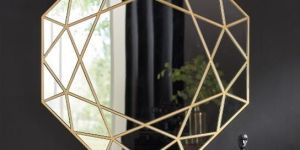 Gold Geometric Facets Motif Mirror