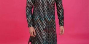 DASHING BLACK WITH MULTICOLOUR PATTERN INDO WESTERN